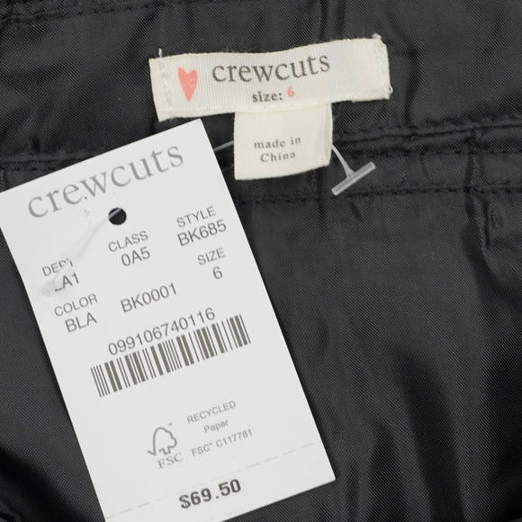 New CREWCUTS $55 Girls Size 6 Pleated Skirt in Twill - Black - Picture 4 of 4